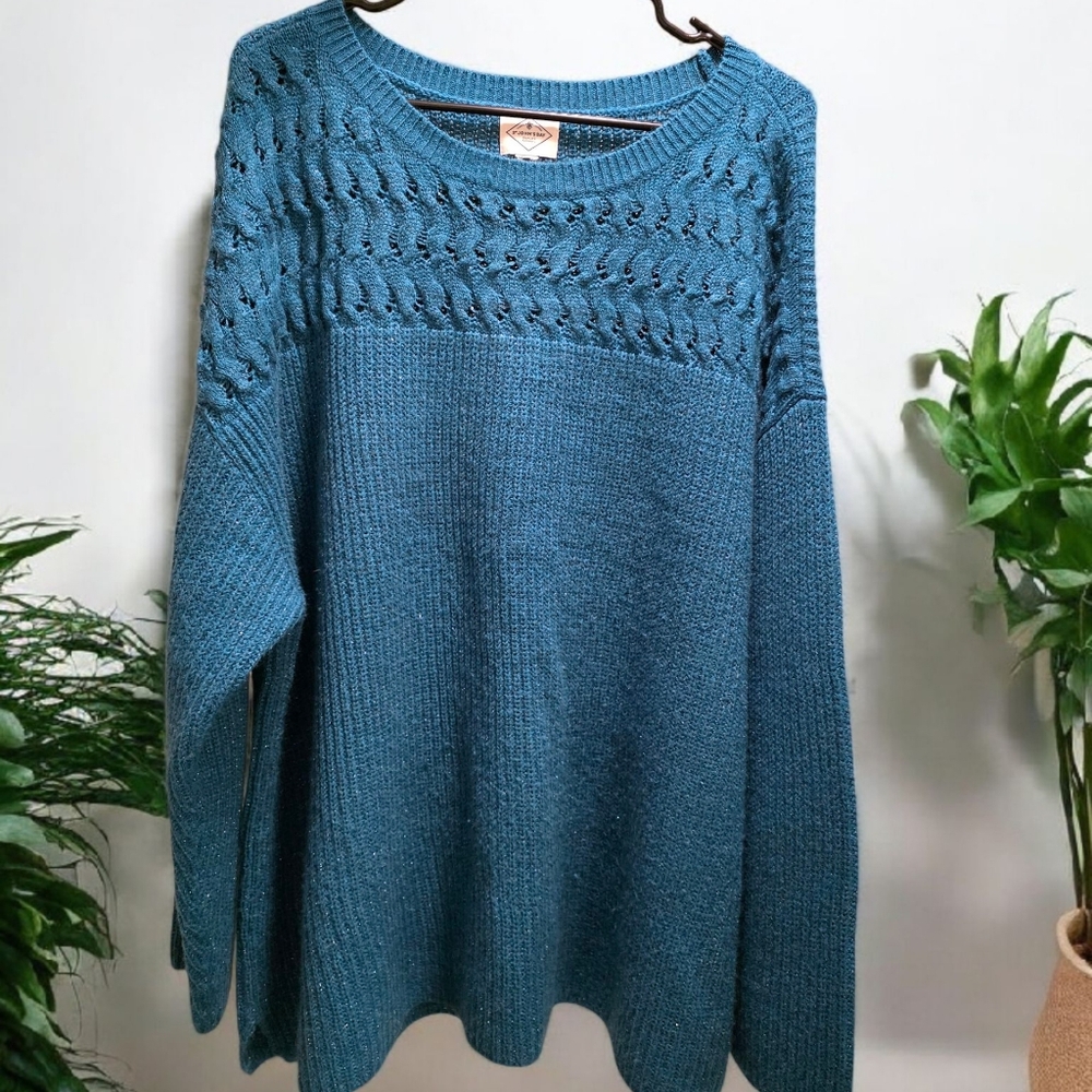 St. John's Bay Teal Sparkle Knit Women's Sweater